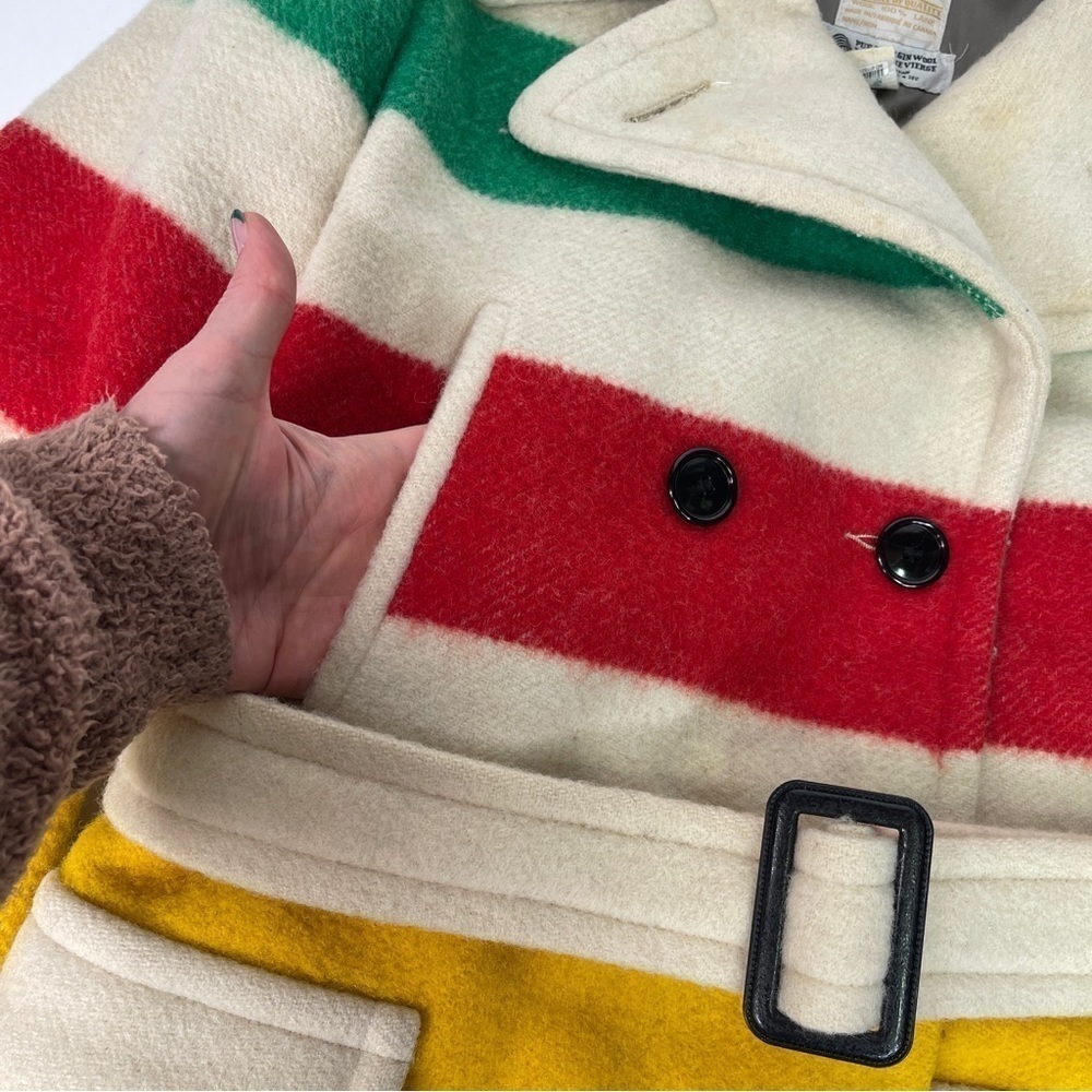 Vintage Hudson's Bay Company Coat 4 Point Blanket Wool Mackinaw Medium - Picture 9 of 17